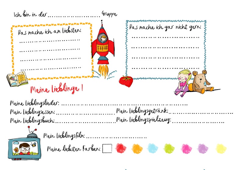 Mein Kindergarten-Freunde-Buch Ein Freunde & Erinnerungsalbum für den Kindergarten Unisex mit Platz für 17 Kinder und 5 Erzieher Bild 5