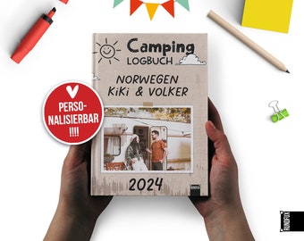 Camping Logbuch Personalisiert mit Reiseziel, Namen und Datum - Hochwertiges Geschenk für alle Camper