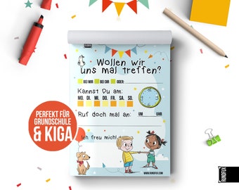 Freunde treffen - Block zum Verabreden - Tolle Idee für den Kindergarten, Schule, Grundschule oder einfach so zum Kennenlernen - A6 / 25 Bl.