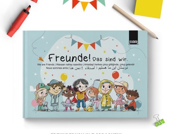 Freundebuch für Schule + Kindergarten in Deutsch | Englisch | Somali | Türkisch | Französisch | Arabisch & Persisch Geschenk Einschulung