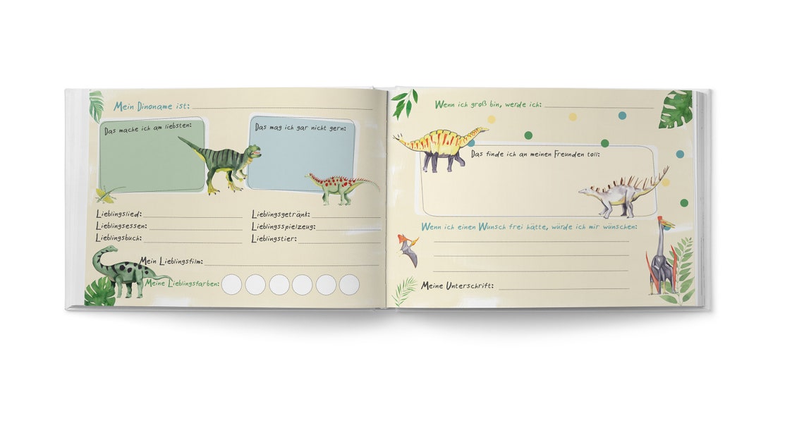 Dino-Freundebuch für Kindergarten und Schule mit dem Thema: | Etsy