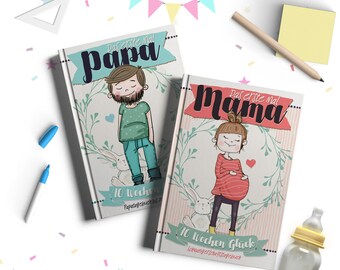 The gift set for expectant parents - Mom & Dad Diaries Set - 2 pregnancy diaries