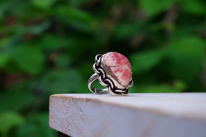 taille 51 ou 5.5 US Bague rhodochrosite