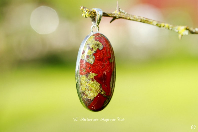 Bloodstone Silver Dragon bloodstone pendant