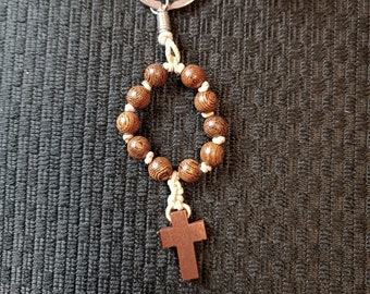 Hand rosary olive wood, keychain pendant