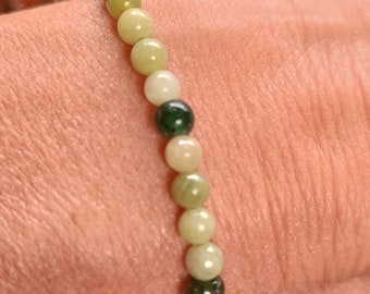 Green Jade Bracelet * 4 mm Jade Beads* Jade Elastic Gemstone Bracelet