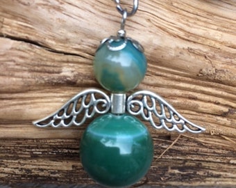 Handmade gemstone angel agate green *
