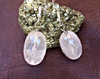 Simple faceted rose quartz earrings *