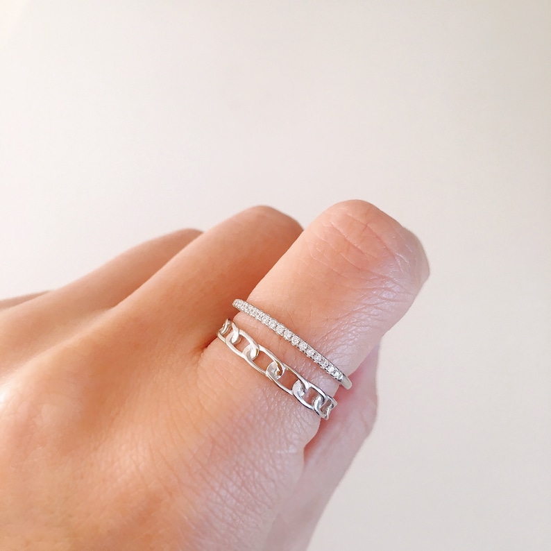 Crystal Double Band Ring Sterling Silver Rings for women Silver ring set Silver jewelry Silver jewellery for women Silver ring with stone