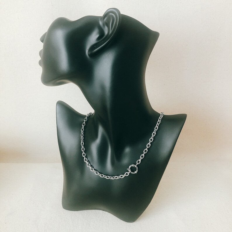 NEVER TARNISH Dense Chain /& Nautical Clasp Necklace Surgical steel Silver necklaces for women Silver necklaces for men Silver coin necklace