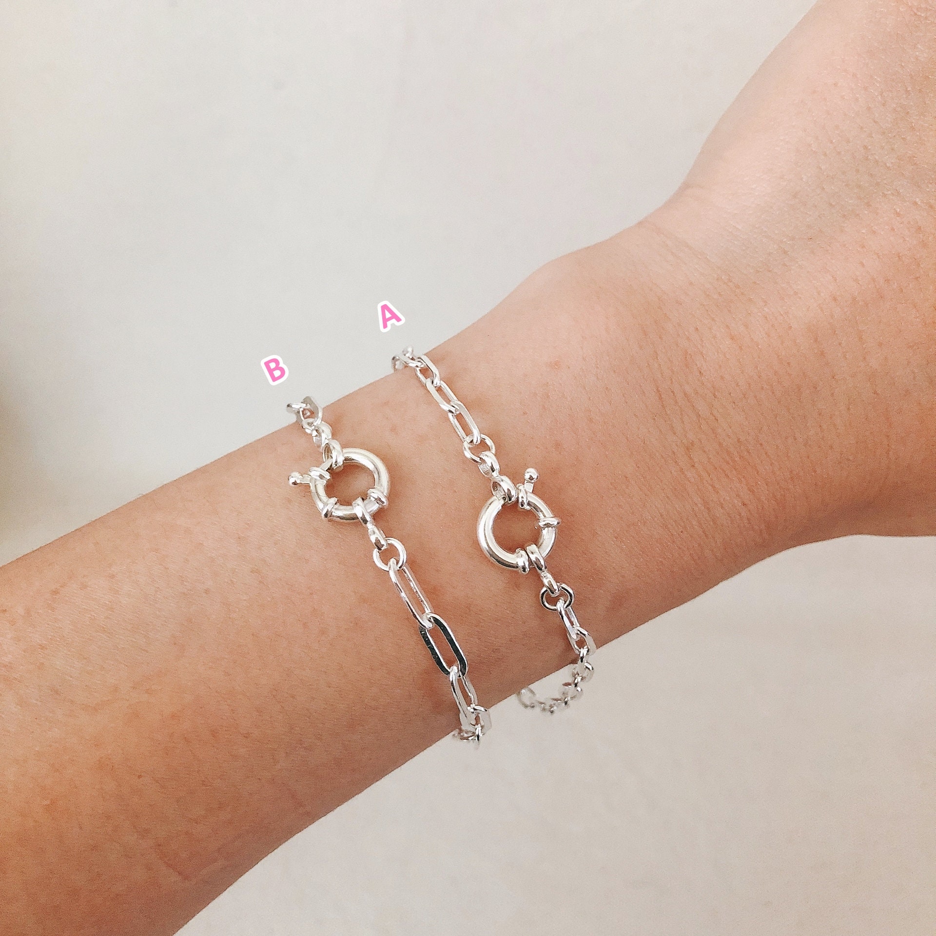 Sterling Silver Paperclip Bracelet w Nautical Clasp Sterling Etsy