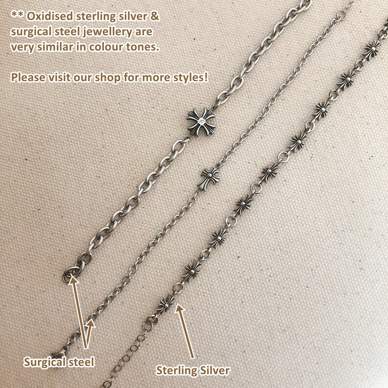 NEVER TARNISH Dense Chain /& Nautical Clasp Necklace Surgical steel Silver necklaces for women Silver necklaces for men Silver coin necklace