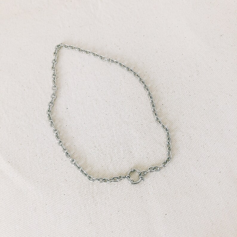 NEVER TARNISH Dense Chain /& Nautical Clasp Necklace Surgical steel Silver necklaces for women Silver necklaces for men Silver coin necklace