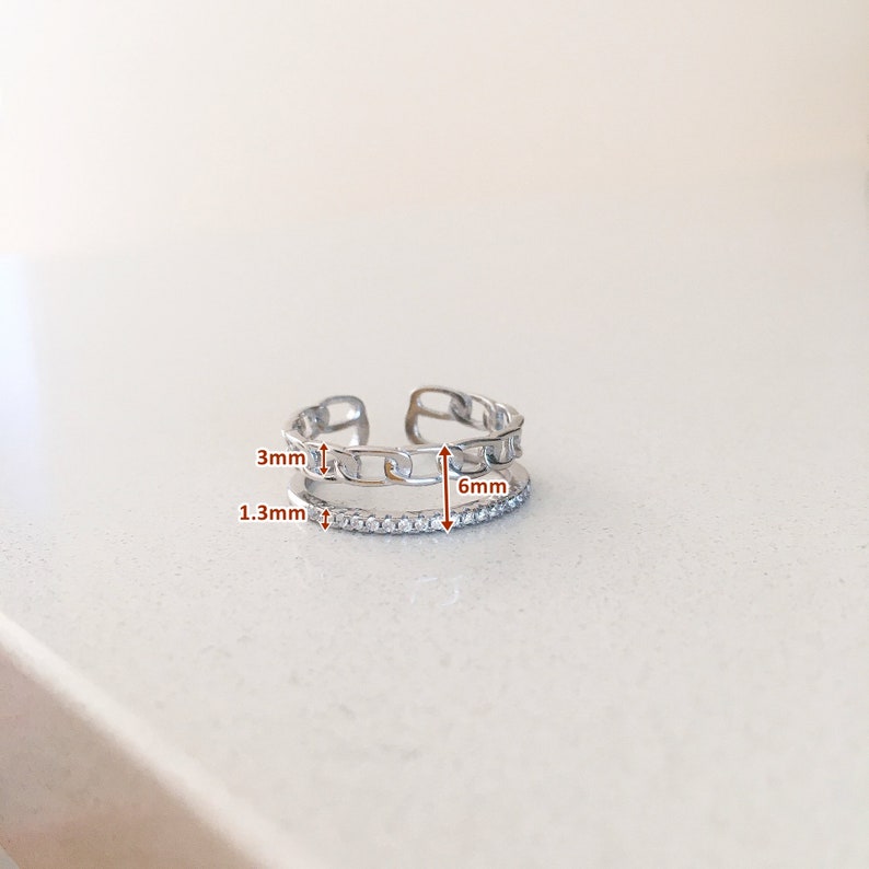 Crystal Double Band Ring Sterling Silver Rings for women Silver ring set Silver jewelry Silver jewellery for women Silver ring with stone
