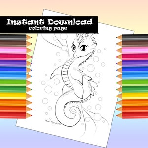 Bubble Nessie Adult Coloring Page, Cute Mythical Sea Dragon Coloring