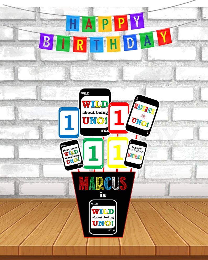 UNO First birthday theme birthday party table centerpieces | Etsy