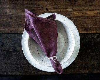 Free shipping. Burgundy linen napkin set: 4, 6, 8, 10 napkins. Handmade, stone washed linen napkin set.  Washed soft linen table napkins.