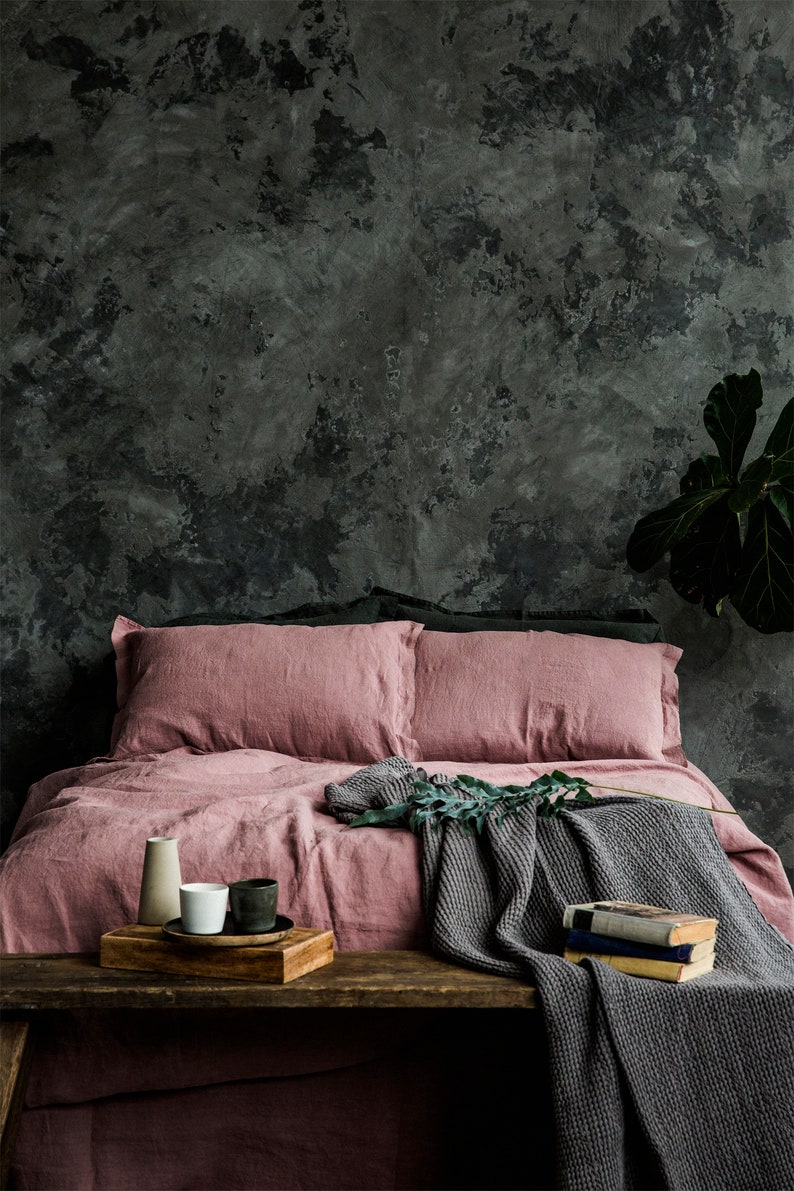 FREE SHIPPING/FULL set of Linen bedding/ Linen bedding set with bet sheet/ natural linen/luxurious linen/ pink bed linen/ cozy linen bedding image 5