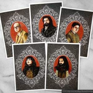 What We Do In The Shadows TV Series Art Prints of Nadja, Laszlo Cravensworth, Nandor The Relentless, Guillermo De La Cruz and Colin Robinson