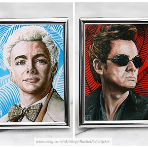 Crowley And Aziraphale Art Card Prints, Ineffable Husbands Paintings with David Tennant and Michael Sheen