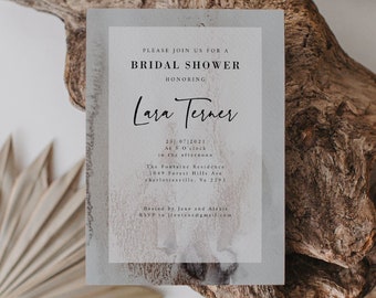 Minimalist Bridal Shower Invitation Editable Template, Modern Bridal Shower, Watercolor bridal shower invitation, Grey, Printable bridal pdf