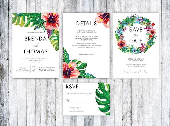 tropical wedding invitation wedding