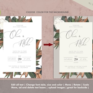 Printable Wedding Invitation Template, Botanical Wedding Invitation Set ...