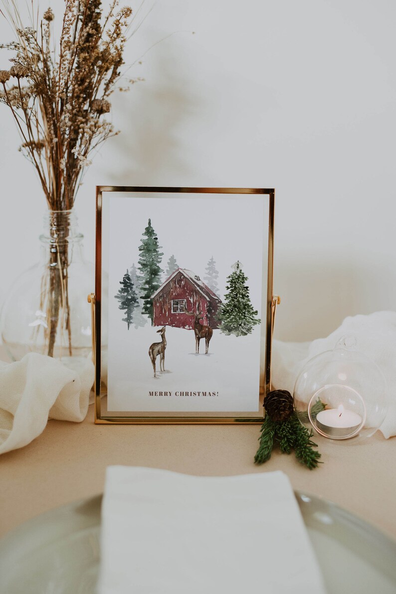 Christmas Card Printable, Christmas Greeting Cards, Farmhouse Greeting ...