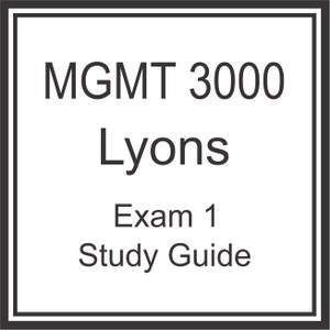 MGMT 3000 Lyons Exam 1 Review
