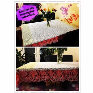 Crochet written pattern - big rectangle tablecloth