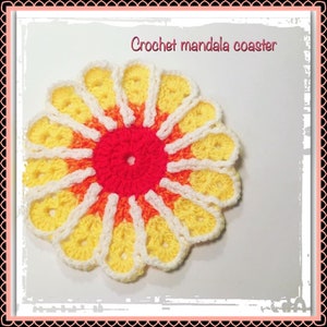 Geschreven patroon - Hoe u een mandala-onderzetter van 18,5 cm haakt