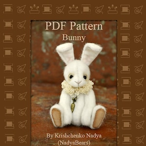 PDF Pattern Bunny 12 cm by Krishchenko Nadya Artist Teddy Bear Pattern Artist Teddy Bunny Pattern