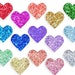 Sparkly Glitter Hearts Clip art, Party Decor Heart, Planner, Sparkle, Gold Silver Multicolor, royalty-free JPG & PNG Instant Download