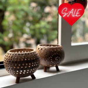 Set of 4 Handmade Coconut Candle Holders: Garden Decorations image 1