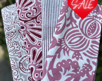 Hand-Printed Cotton Napkins - Set of 4 - Block Print Floral Design