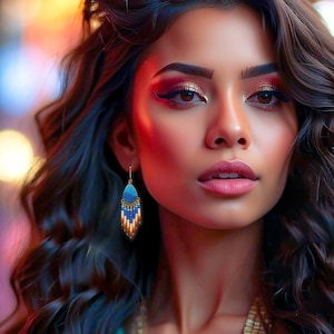 Blue Agate Chandelier Earrings: Beaded Boho Dangle Earrings