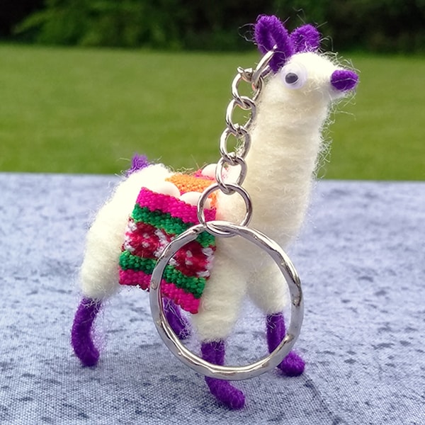 Llamas Key-chains with Wiggly Eyes; Pocket Alpaca Key-chain; Tiny Andean Llamas; Miniature Alpacas, Tiny Llamas With Colorful Feet