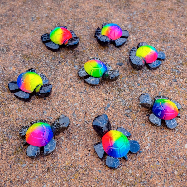 Hand Carved  Colorful Sea Turtle | Multicolor Gemstone Turtles | Marble Turtles | Collectibles Sea Turtle | Tie-Dye Gemstone Carved Turtles