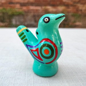 Handmade Ceramic Bird Water Whistle | Clay Bird Whistle | Pottery Bird Whistles | Andean Bird Water Whistle | Colorful water whistle