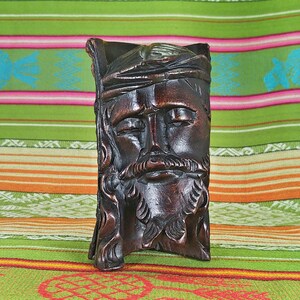 Unique Carved Jesus Christ Bust; Bust of Jesus ; Carved in Wood Jesus; Christ&#39;s Crown With Thorns Sculpture; Religious Spanish Art