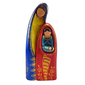 Unique Colorful Nativity From South America | Nativity Set Hand Carved on Wood | Holy Family Christmas Scene | Christmas Set