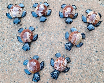 手彫りのカメ 南米の民芸品フィギュア 4体セット さまざまな岩石 