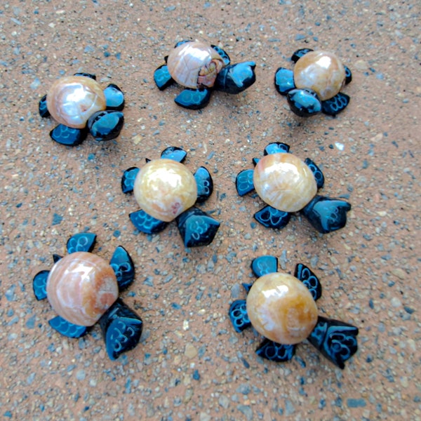 Hand Carved Sea Turtle | Natural Gemstone Turtles | Carved Marble and Onyx Turtles | Collectibles Sea Turtle | Sea life Figurines