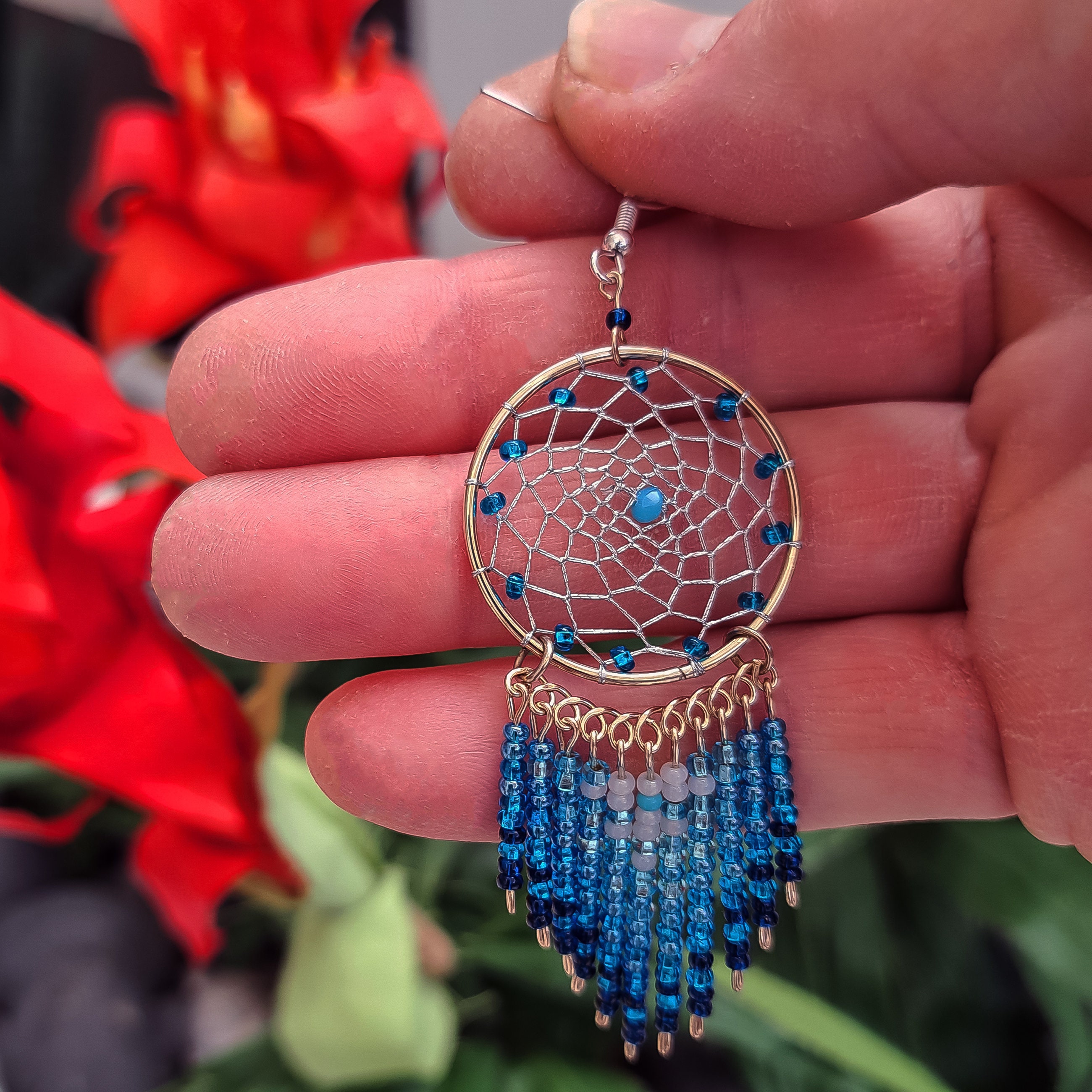 Dreamcatcher Beaded Earrings Small Dreamcatcher Earrings Native American Dream Catcher Jewelry Miniature Dreamcatcher Earrings Etsy