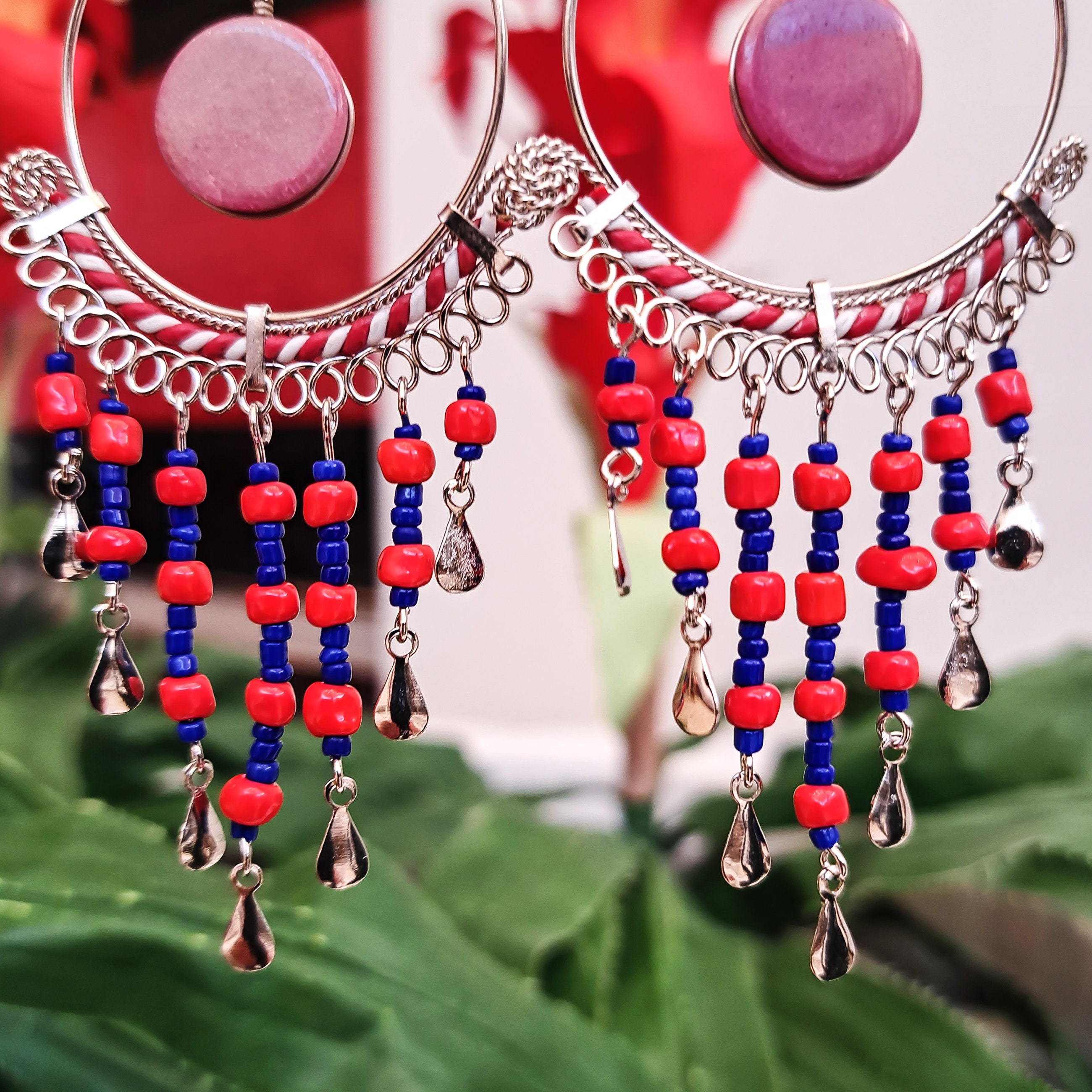 Orecchini A Perno Chandelier E Gocce Rosso Geranio - Chic Ad Hoc - Foto 6