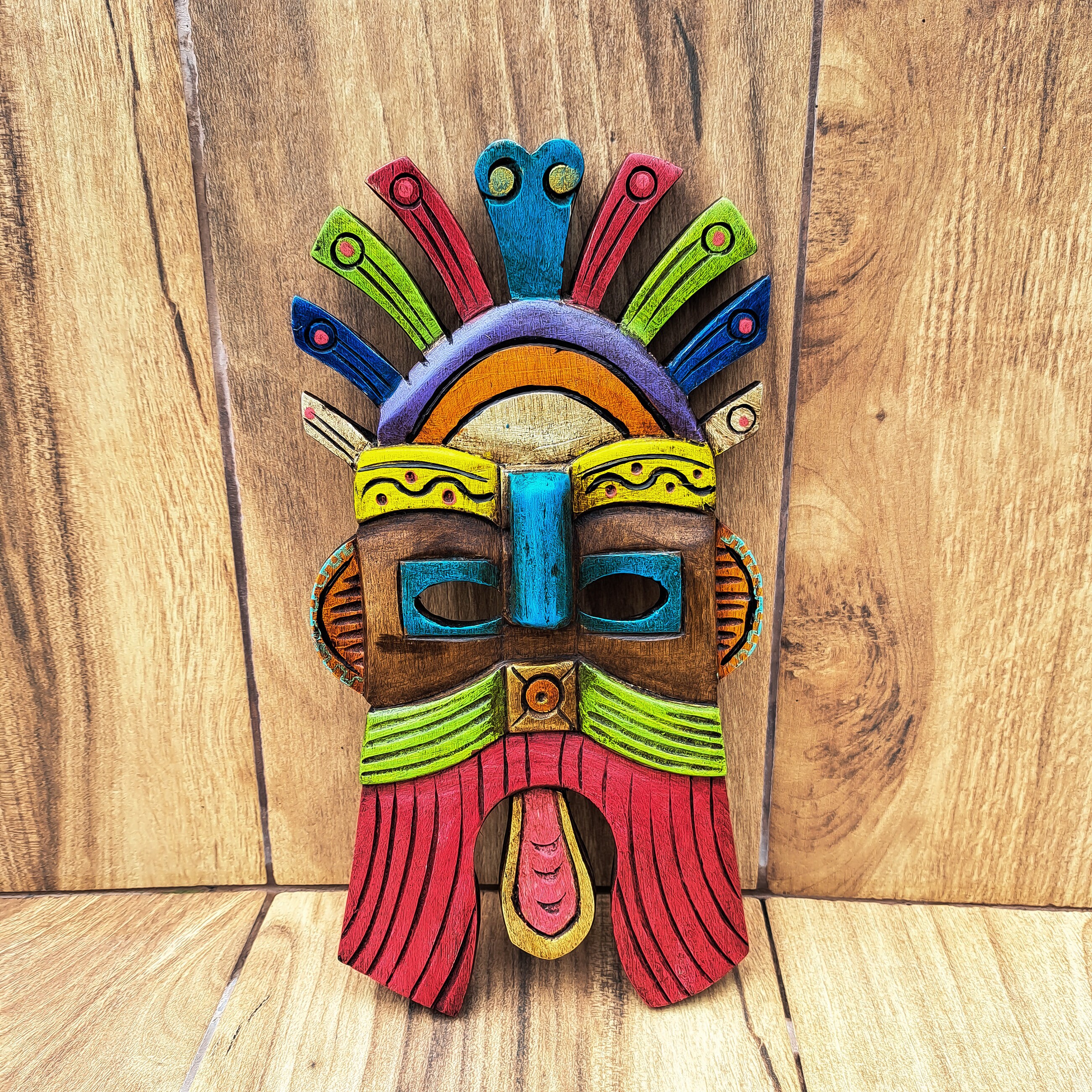 Masque Africain En Bois Artisanal - Décoration Murale Ethnique 30 Cm - Fait Main, Commerce Équitable - Style Authentique Pour Salon, Bureau Ou Salle à Manger