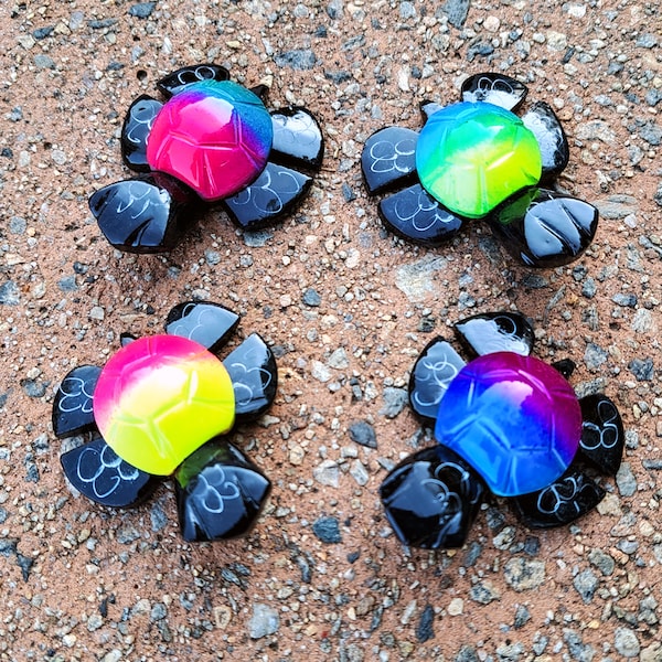 Multicolor Gemstone Turtles | Marble Turtles | Hand Carved Sea Turtle | Collectibles Sea Turtle | Tie-Dye Gemstone Carved Turtles