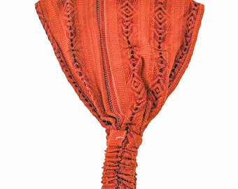 Diadema bohemia hecha a mano: bandana de yoga de algodón tejido naranja