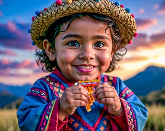 Mini Panflöte aus Peru: Anden Folklore Spielzeug, Naturcane, 7 Pfeifen