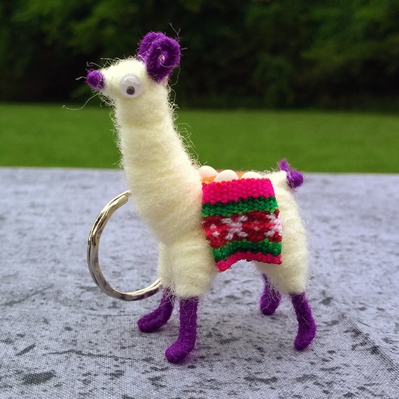 Portachiavi a forma di lama in lana di alpaca: portafortuna peruviano, colori assortiti (confezione da 8) - Italia